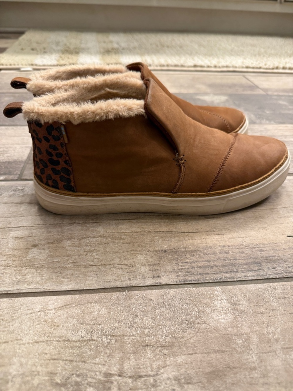 Toms Tan Slip-On Ankle Booties with Fur